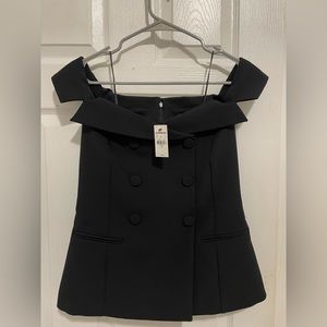 Express Off The Shoulder Double Breasted Structured Top